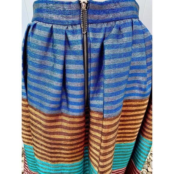 House Of Holland Tequila Skirt Women's 10 US 14UK Metallic Stripes High Waist - Picture 4 of 8